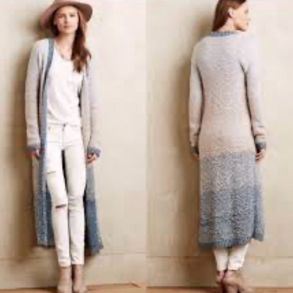Anthropologie Moth Ombre Long Knit Cardigan Duster Sweater| S